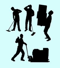 Wall Mural - Male working action silhouette. Good use for symbol, logo, web icon, mascot, or any design you want. Easy to use. 