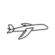 Plane icon. Simple outline plane vector icon on white background.