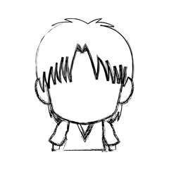 blurred silhouette of faceless head of little kid anime with haircut style vector illustration