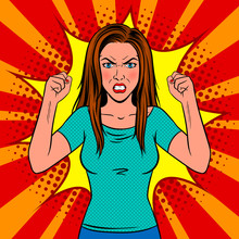 Angry Woman Pop Art Vector Illustration