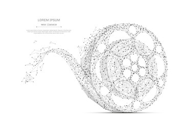 Aufkleber - Abstract mash line and point Film reel on white background with an inscription. Cinema concept starry sky or space, consisting of stars and the universe. Vector movie illustration
