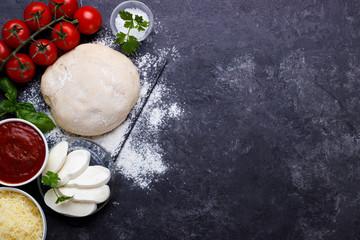 Raw dough for pizza