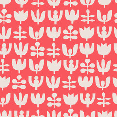 Aufkleber - seamless pattern with abstract flowers and leaves