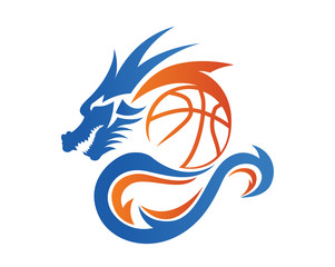 Wall Mural - Modern Confidence Animal Sport Illustration Logo - Basketball Dragon Symbol  