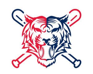 Sticker - Modern Confidence Animal Sport Illustration Logo - Baseball Tiger Symbol   