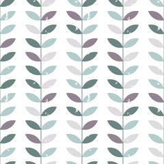 Aufkleber - Vector floral seamless pattern with stylized twigs and leaves in retro style.