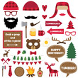 Lumberjack design elements and photo booth props set