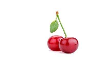 Berries ripe cherry on a white background.