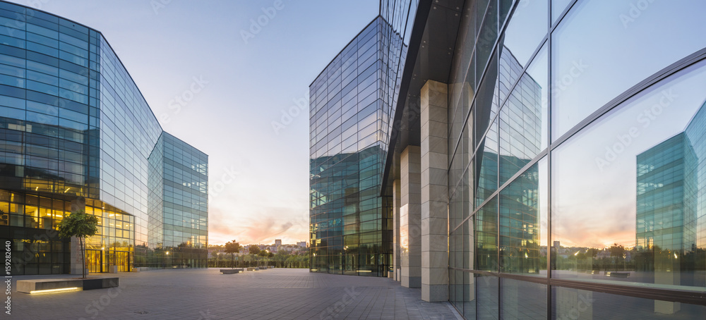 Modern office building at night Stock Photo | Adobe Stock