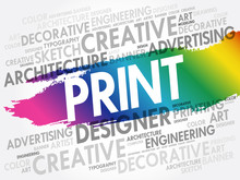 PRINT Word Cloud, Creative Business Concept Background