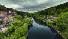 Scenic View Of Ironbridge, Historic Village On The River Severn In Shropshire UK