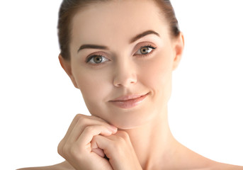 Poster - Portrait of beautiful girl on light background