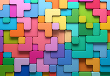 3D Rendering Abstract Background Of Multi-colored Rounded Shapes