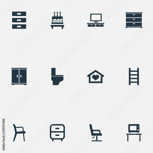 Vector Illustration Set Of Simple Furniture Icons Elements