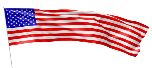 Wall Mural - Long flag of United States of America with flagpole