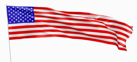 Wall Mural - Long flag of United States with flagpole