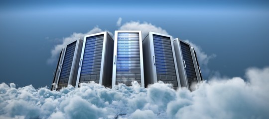 Wall Mural - composite image of server towers