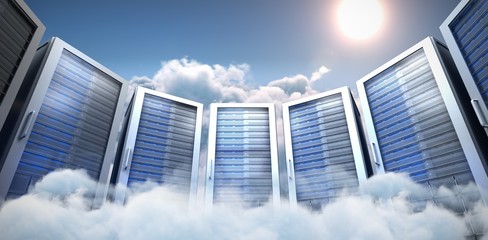 Wall Mural - composite image of server room