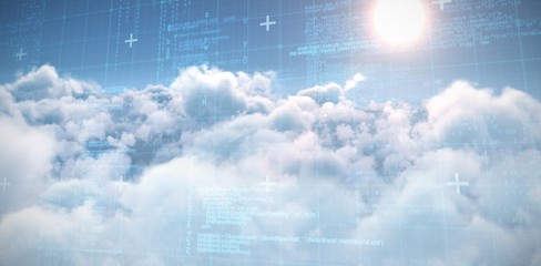 composite image of blue matrix and codes