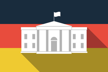 Poster - Long shadow Germany flag with  the White House building