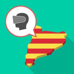 Poster - Long shadow Catalonia map with  a male head wearing a virtual reality headset