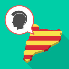 Poster - Long shadow Catalonia map with  a male punk head silhouette