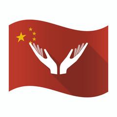 Poster - Waving China flag with  two hands offering