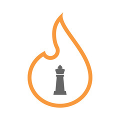 Poster - Line art flame with a  king   chess figure