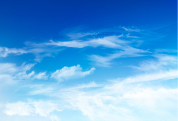 Aufkleber - Vector blue sky panorama with transparent clouds. Vector background.