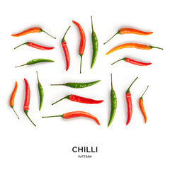 Wall Mural - Seamless pattern with chilli pepper . Tropical abstract background. chilli pepper on white background.	