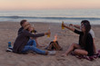 © Igor Kardasov - cheers. group of friends on the beach party drinking alcohol and clink glasses . Happy youth time