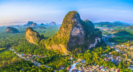 aerial photography Phang Nga city in the morning