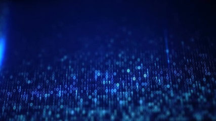 Scan blue digital binary data code. Abstract information technology background. Computer generated seamless loop animation 4k UHD (3840x2160)
