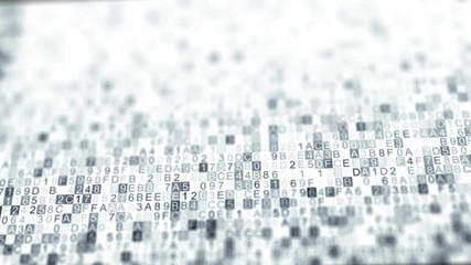 Digital data hex code symbols. Abstract information technology background. Computer generated seamless loop animation 4k UHD (3840x2160)

