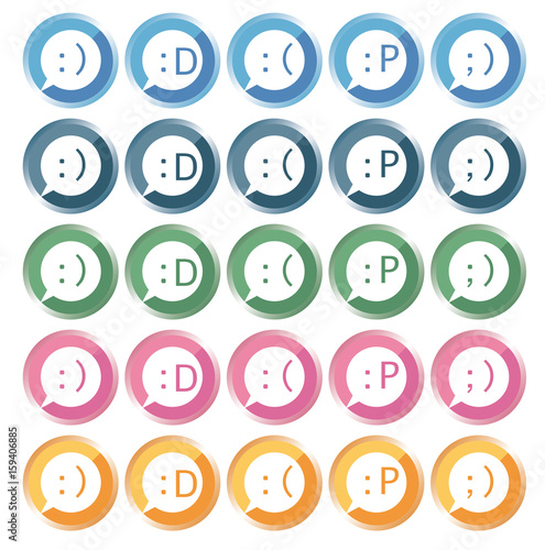 ふきだし顔文字セット丸型 Stock ベクター Adobe Stock