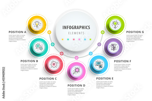 Fotografia Business 7 step process chart infographics with step circles