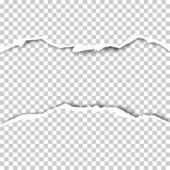 Wall Mural - Snatched middle of transparent paper with torn edges, soft shadow and space for text, ad and other aims. Template paper design.