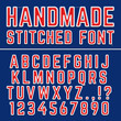 Handmade embroidered vector font alphabet. Stitched letters for fabric decoration