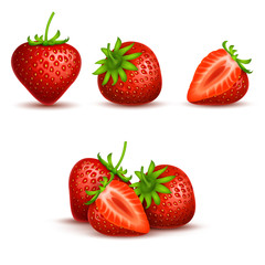 Wall Mural - Vector realistic sweet and fresh strawberry isolated on white background
