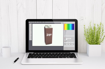 Canvas Print - laptop on table packaging design