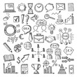 Hand drawn business icon set. Vector doodles illustrations isolate on white background