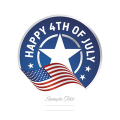 Happy 4th July USA flag color label logo icon