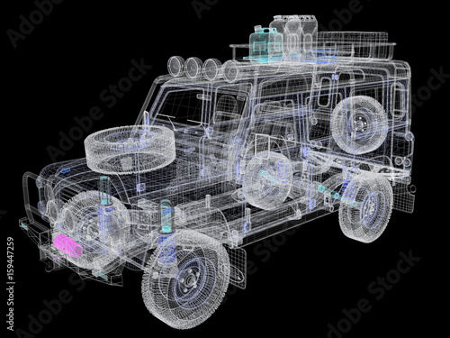 Fotografia  Fuoristrada wireframe 3d
