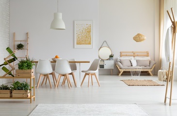 White and modern dining room