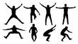 © Kateina - Set of black vector silhouettes of jumping or falling man isolated on white background