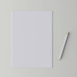 © tissansk - Corporate stationery set mockup. Blank white brand ID elements, paper sheet, pencil. Angled top view. 3D rendering.