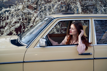 Woman driving a car, a woman sitting in the car