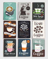 Coffee and tea vintage poster. Vector Illustration