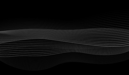 Sticker - black and white abstract wavy background vector illustration.