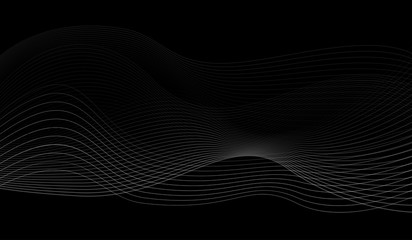 Sticker - black and white abstract wavy background vector illustration.